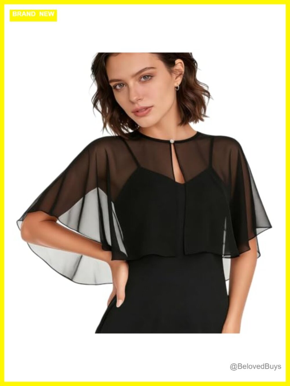 Sheer Chiffon Shawl Flapper Capelet Evening Dress Wedding Cape Bolero